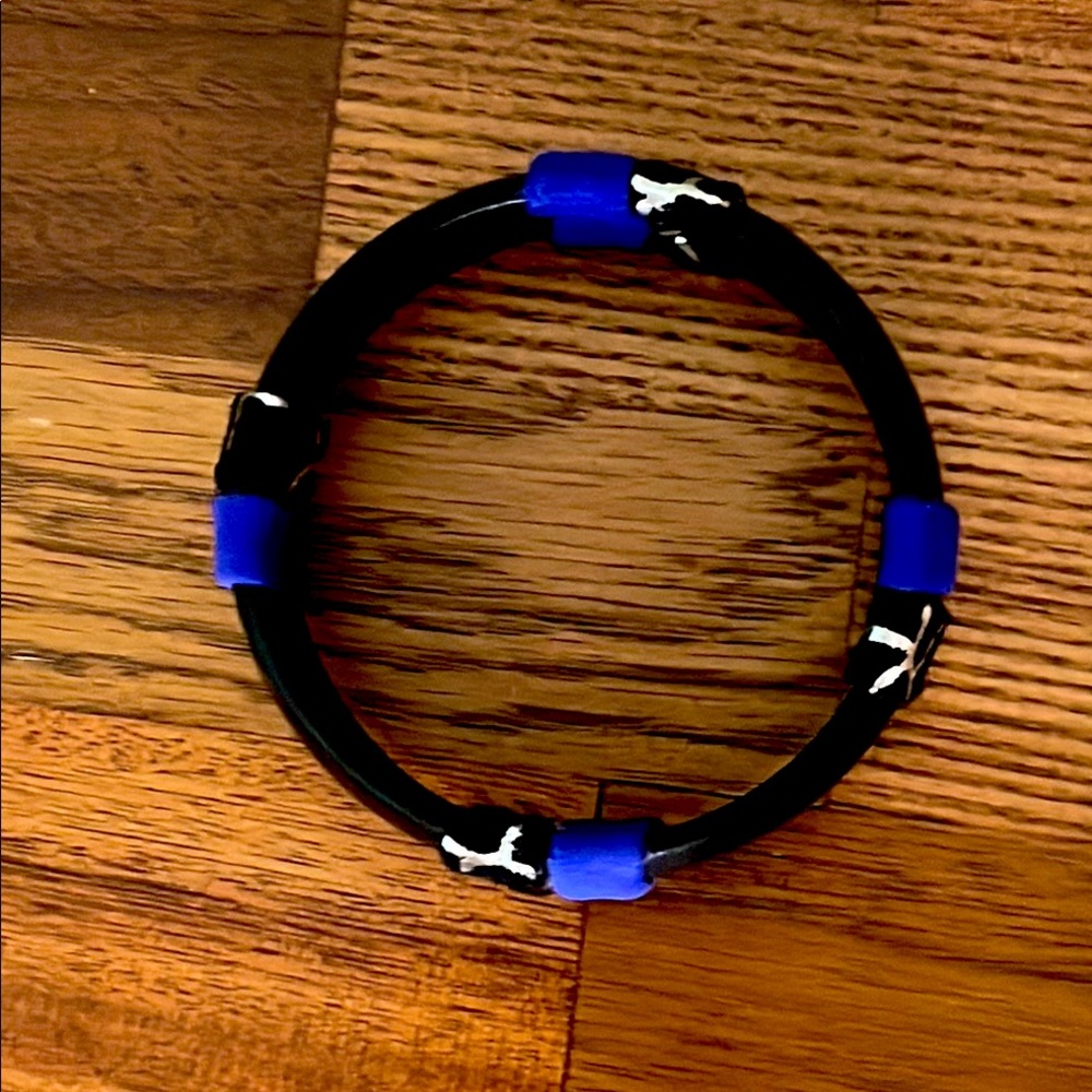 Black Leather and Blue Suede Bracelet / Bangle 🖤💙🖤